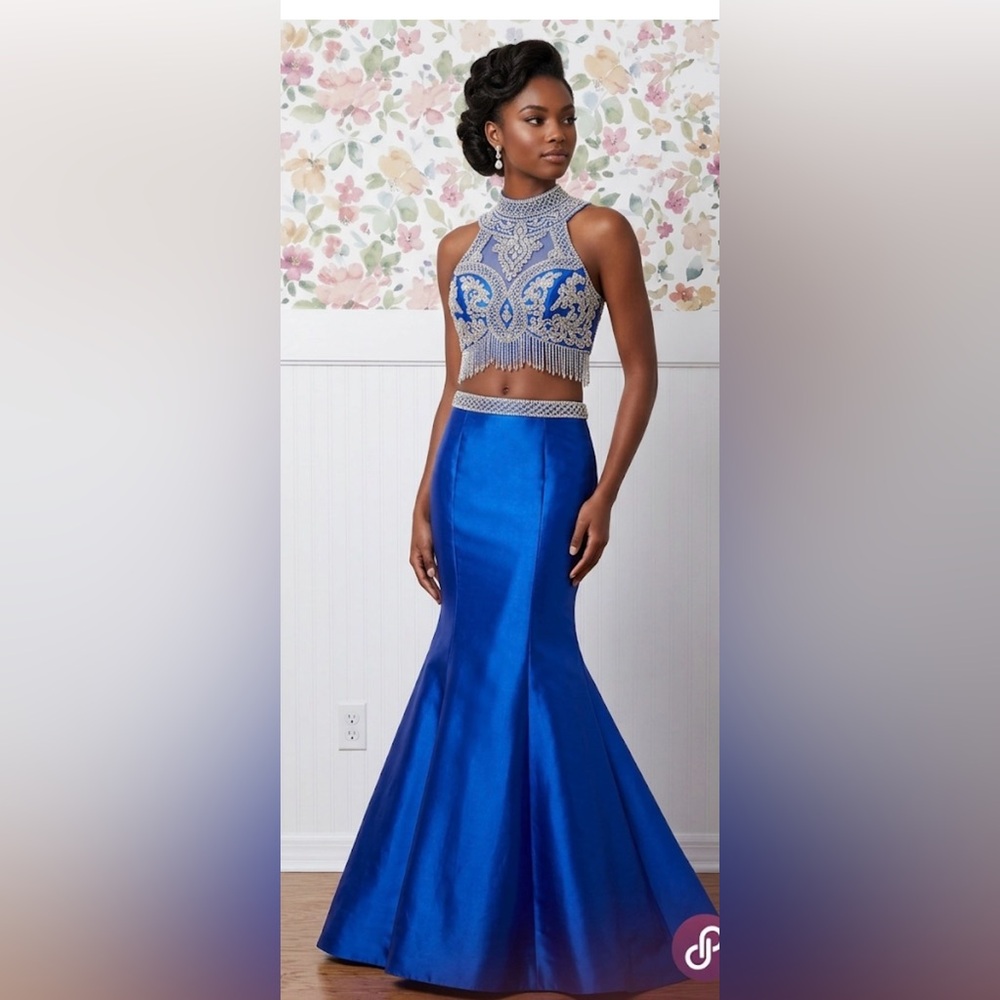 FORYOUDRESS Royal Blue 2-Piece Mermaid Gown - Size 8